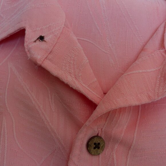 Caribbean Men's Button Down Shirt XLT Extra Large Tall Salmon Pink Embossed - Picture 5 of 7